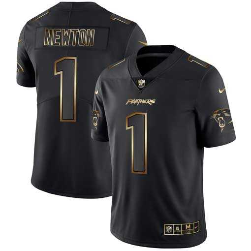 Nike Panthers 1 Cam Newton Black Gold Vapor Untouchable Limited Jersey Dyin